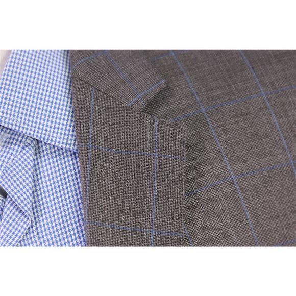 Hugo Boss James Current Gray w/ Sky Blue Windowpane Wool Sportcoat Blazer 44R - Picture 5 of 10